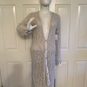 Free People White/Gray Knit Cardigan NWT Size L